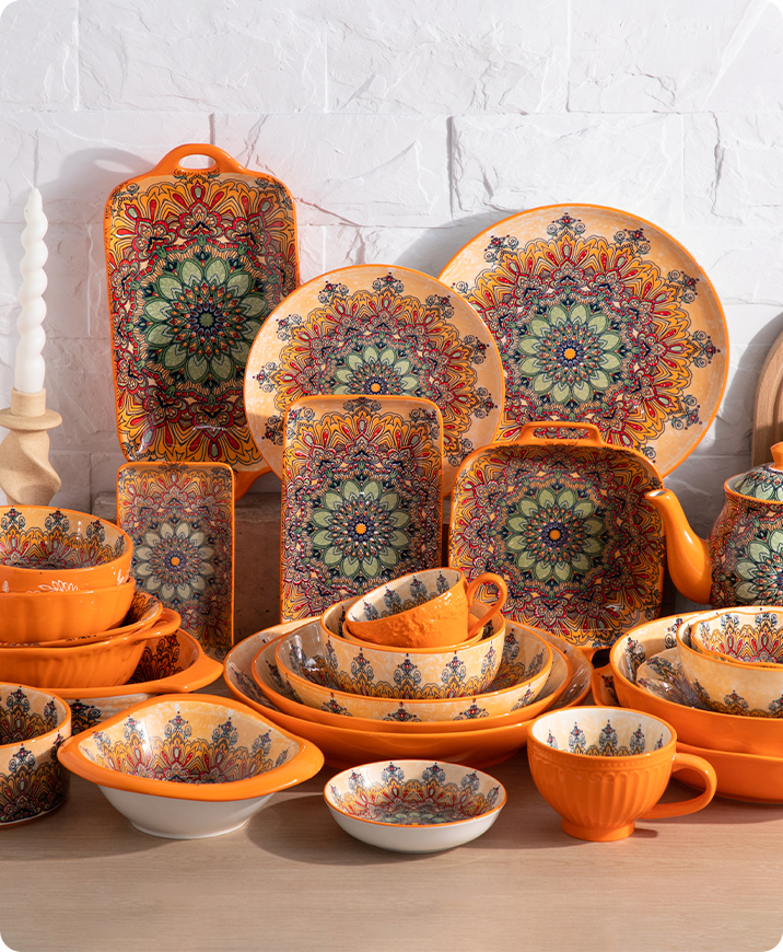 Decorated ceramic tableware collection